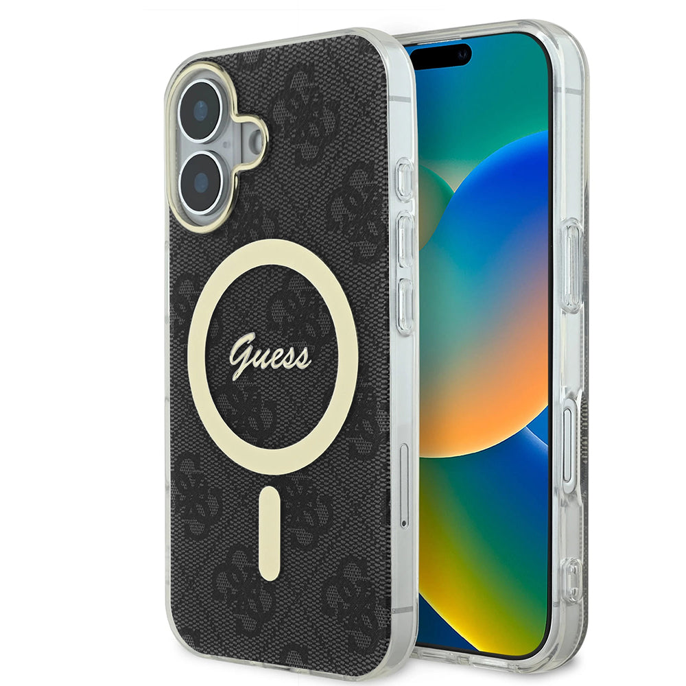 MagSafe Case for Apple iPhone 16, Guess, IML 4G, Black