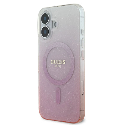 Θήκη MagSafe για Apple iPhone 16, Guess, IML Glitter Gradient, Ροζ