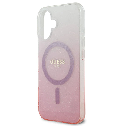 Θήκη MagSafe για Apple iPhone 16, Guess, IML Glitter Gradient, Ροζ