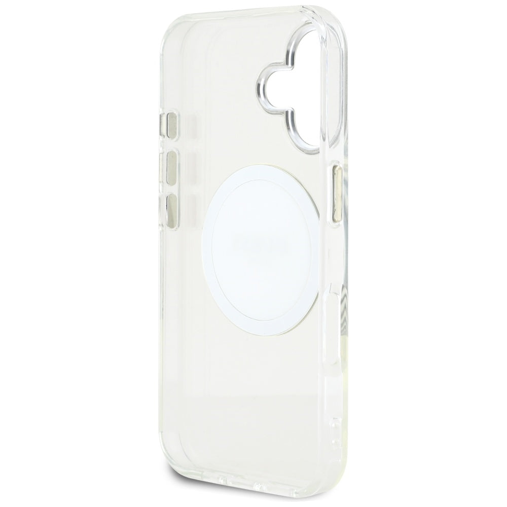MagSafe Case for Apple iPhone 16, Guess, IML Metal Colored Circle, White