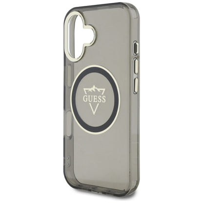 Θήκη MagSafe για Apple iPhone 16, Guess, IML Metal Mountain Logo, Μαύρη