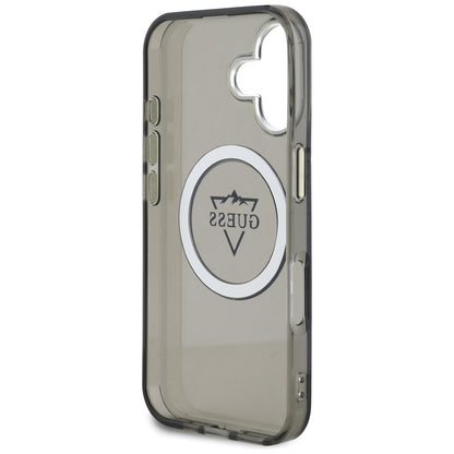 Θήκη MagSafe για Apple iPhone 16, Guess, IML Metal Mountain Logo, Μαύρη