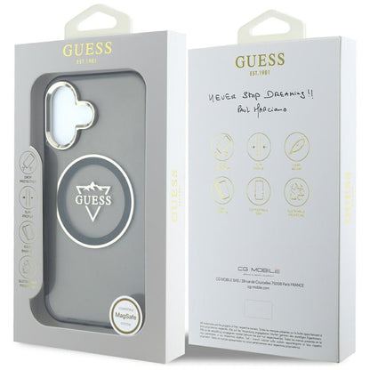 Θήκη MagSafe για Apple iPhone 16, Guess, IML Metal Mountain Logo, Μαύρη