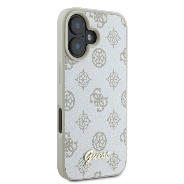 Θήκη MagSafe για Apple iPhone 16, Guess, Peony Script, Λευκή