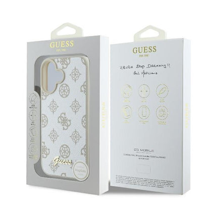 Θήκη MagSafe για Apple iPhone 16, Guess, Peony Script, Λευκή