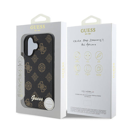 Θήκη MagSafe για Apple iPhone 16, Guess, Peony Script, Μαύρη