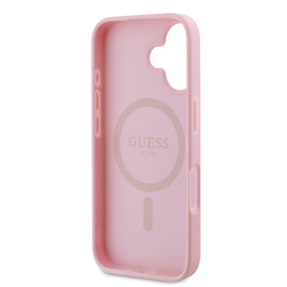 Θήκη MagSafe για Apple iPhone 16, Guess, Peony Script, Ροζ
