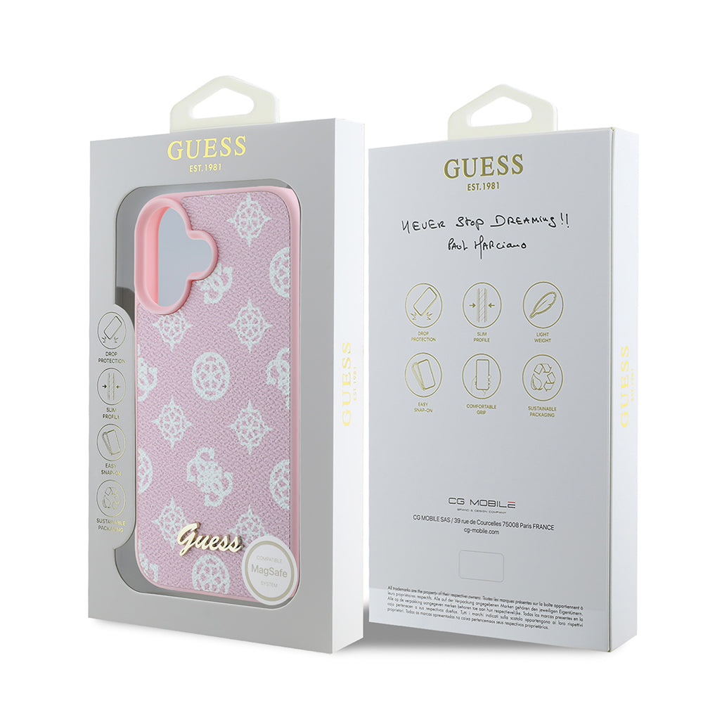 Θήκη MagSafe για Apple iPhone 16, Guess, Peony Script, Ροζ