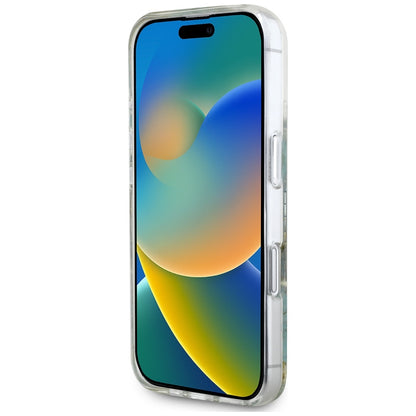 Θήκη MagSafe για Apple iPhone 16, Guess, Resin Flowers and Glitter, Τυρκουάζ