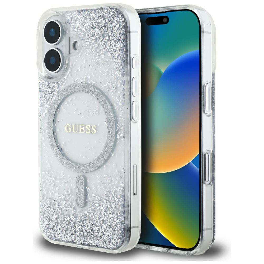 Θήκη MagSafe για Apple iPhone 16, Guess, Resin Gradient Glitter, Ασημί