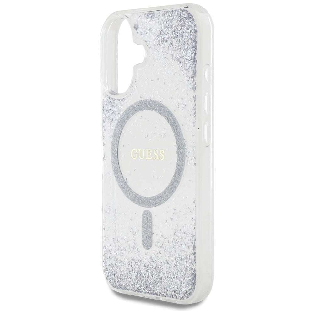 Θήκη MagSafe για Apple iPhone 16, Guess, Resin Gradient Glitter, Ασημί