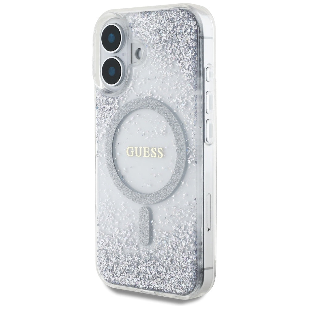 Θήκη MagSafe για Apple iPhone 16, Guess, Resin Gradient Glitter, Ασημί