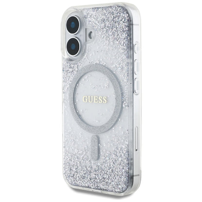 Θήκη MagSafe για Apple iPhone 16, Guess, Resin Gradient Glitter, Ασημί