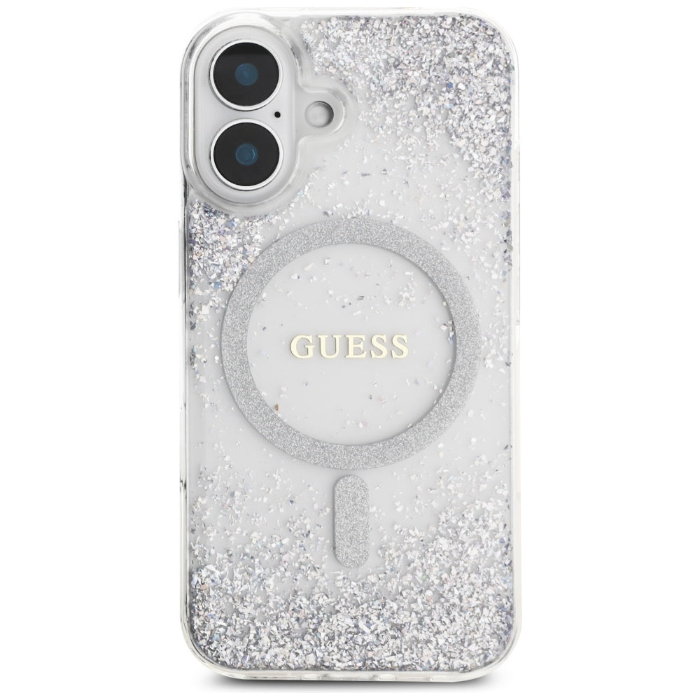 Θήκη MagSafe για Apple iPhone 16, Guess, Resin Gradient Glitter, Ασημί