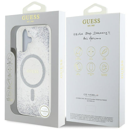 Θήκη MagSafe για Apple iPhone 16, Guess, Resin Gradient Glitter, Ασημί