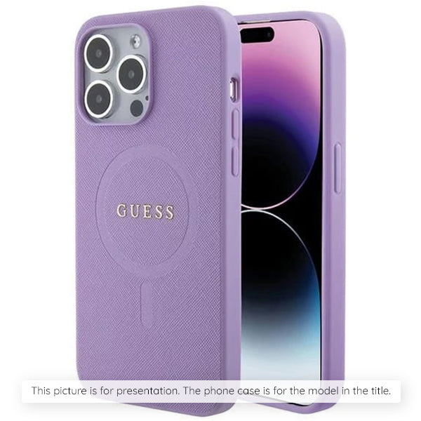 MagSafe Case for Apple iPhone 16, Guess, Saffiano, Purple