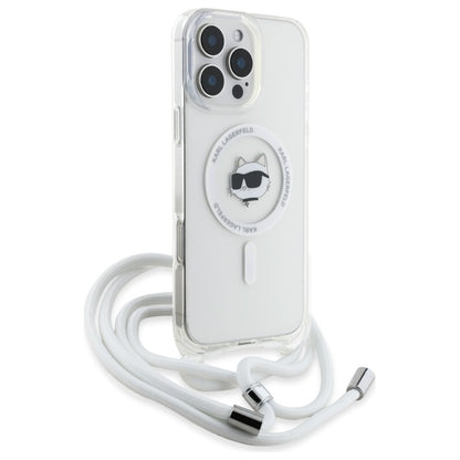 Θήκη MagSafe για Apple iPhone 16, Karl Lagerfeld, IML Crossbody Choupette's Head with Strap, Διάφανη