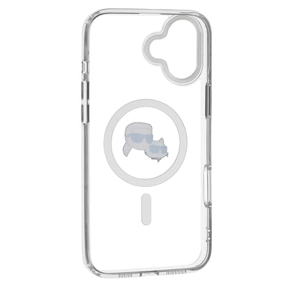 Θήκη MagSafe για Apple iPhone 16, Karl Lagerfeld, IML Metal Karl & Choupette's Heads, Λευκή