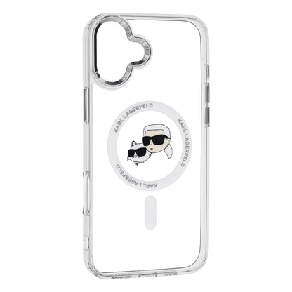 Θήκη MagSafe για Apple iPhone 16, Karl Lagerfeld, IML Metal Karl & Choupette's Heads, Λευκή