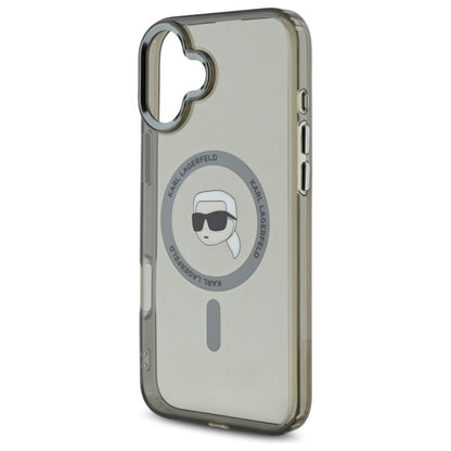 MagSafe Case for Apple iPhone 16, Karl Lagerfeld, IML Metal Karl's Head, Black