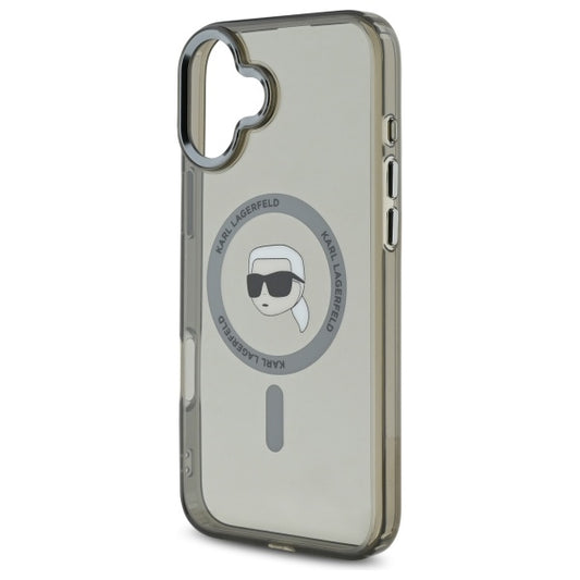Θήκη MagSafe για Apple iPhone 16, Karl Lagerfeld, IML Metal Karl's Head, Μαύρη