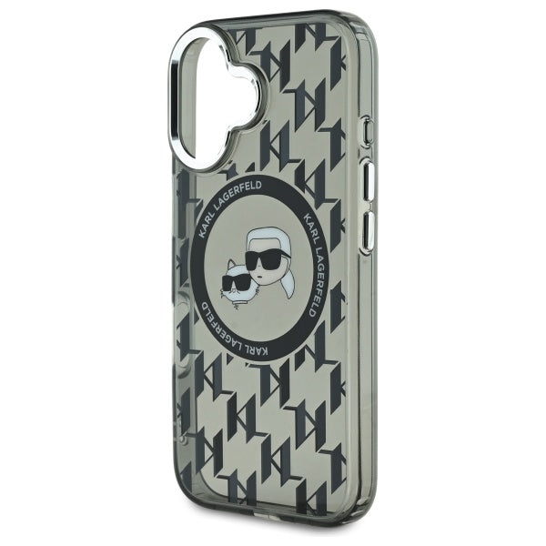 Θήκη MagSafe για Apple iPhone 16, Karl Lagerfeld, IML Monogram Karl & Choupette's Heads, Μαύρη