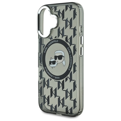Θήκη MagSafe για Apple iPhone 16, Karl Lagerfeld, IML Monogram Karl & Choupette's Heads, Μαύρη