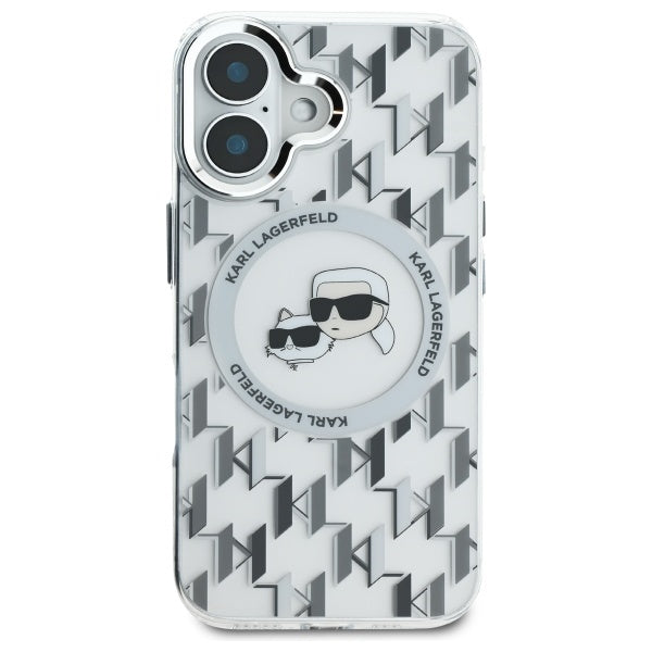 Θήκη MagSafe για Apple iPhone 16, Karl Lagerfeld, IML Monogram Karl & Choupette's Heads, Διάφανη