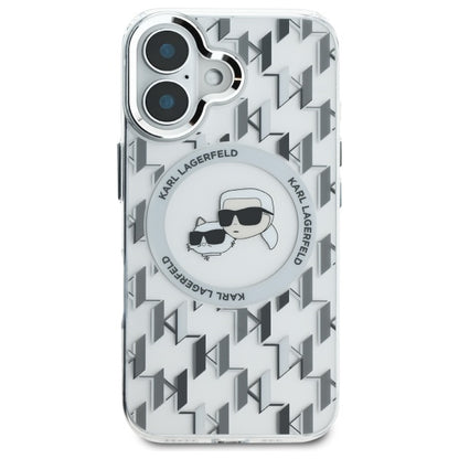Θήκη MagSafe για Apple iPhone 16, Karl Lagerfeld, IML Monogram Karl & Choupette's Heads, Διάφανη