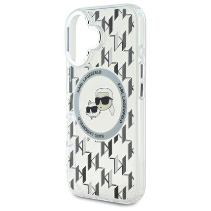 Θήκη MagSafe για Apple iPhone 16, Karl Lagerfeld, IML Monogram Karl & Choupette's Heads, Διάφανη
