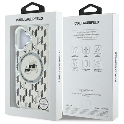 Θήκη MagSafe για Apple iPhone 16, Karl Lagerfeld, IML Monogram Karl & Choupette's Heads, Διάφανη