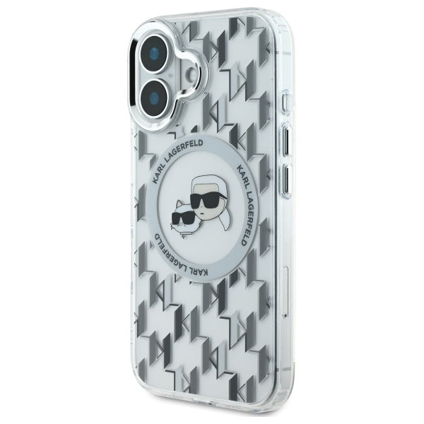 Θήκη MagSafe για Apple iPhone 16, Karl Lagerfeld, IML Monogram Karl & Choupette's Heads, Διάφανη
