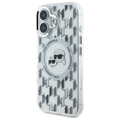 Θήκη MagSafe για Apple iPhone 16, Karl Lagerfeld, IML Monogram Karl & Choupette's Heads, Διάφανη
