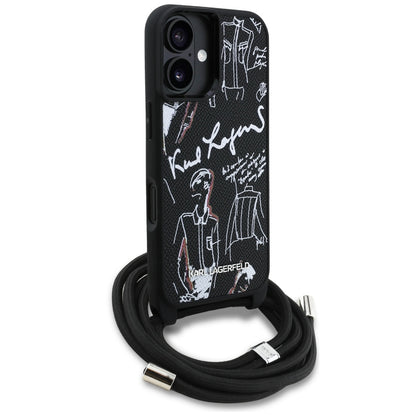 Θήκη MagSafe για Apple iPhone 16, Karl Lagerfeld, Saffiano Crossbody, Μαύρη