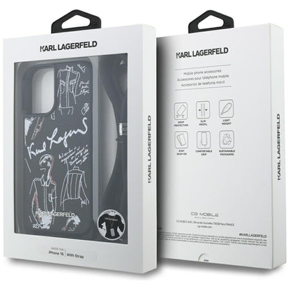 Θήκη MagSafe για Apple iPhone 16, Karl Lagerfeld, Saffiano Crossbody, Μαύρη