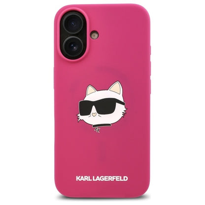 Θήκη MagSafe για Apple iPhone 16, Karl Lagerfeld, Silicone Choupette's Head, Φούξια