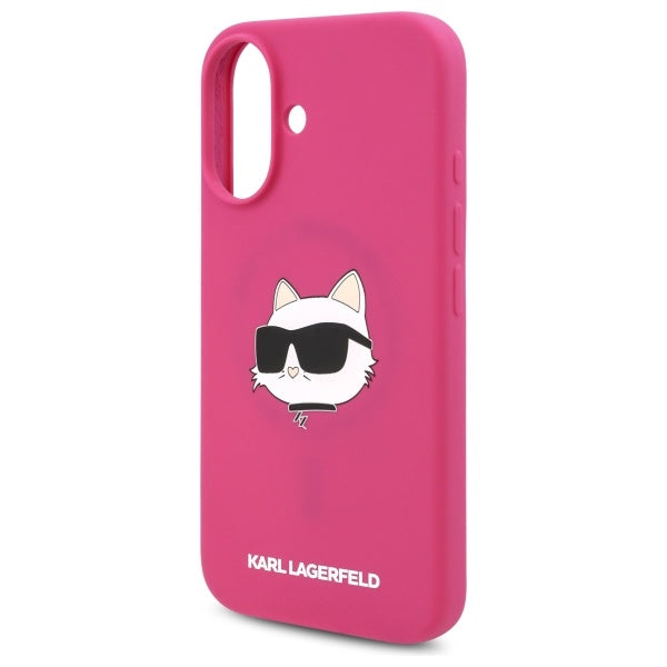 Θήκη MagSafe για Apple iPhone 16, Karl Lagerfeld, Silicone Choupette's Head, Φούξια