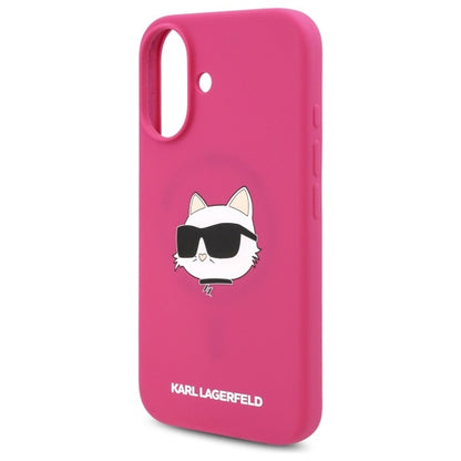 Θήκη MagSafe για Apple iPhone 16, Karl Lagerfeld, Silicone Choupette's Head, Φούξια
