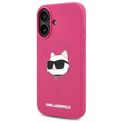 Θήκη MagSafe για Apple iPhone 16, Karl Lagerfeld, Silicone Choupette's Head, Φούξια