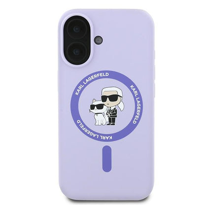 Θήκη MagSafe για Apple iPhone 16, Karl Lagerfeld, Silicone Karl & Choupette, Μωβ