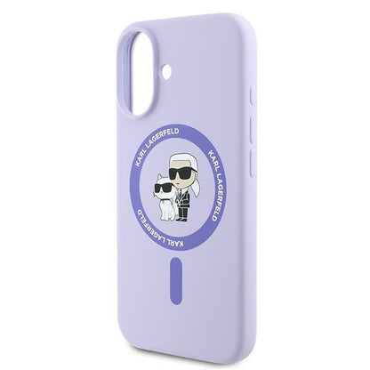 Θήκη MagSafe για Apple iPhone 16, Karl Lagerfeld, Silicone Karl & Choupette, Μωβ
