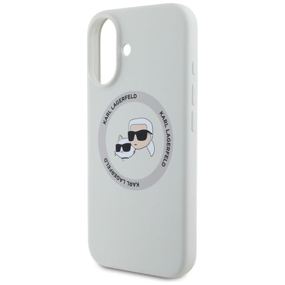 MagSafe Case for Apple iPhone 16, Karl Lagerfeld, Silicone Karl & Choupette's Heads, Beige