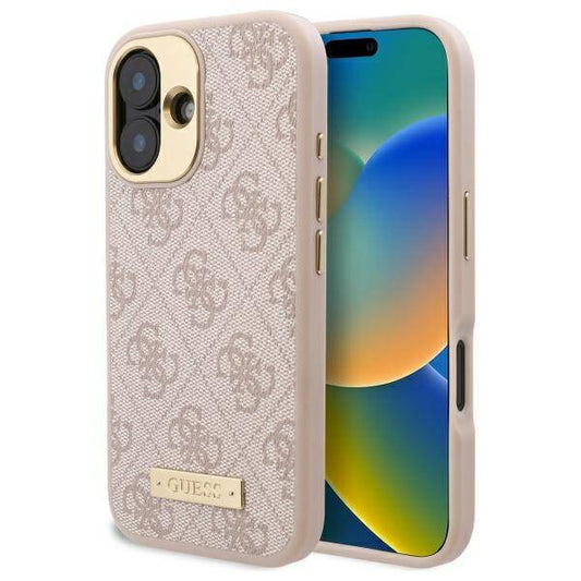 Θήκη MagSafe για Apple iPhone 16 Plus, Guess, 4G Logo Plate, Ροζ