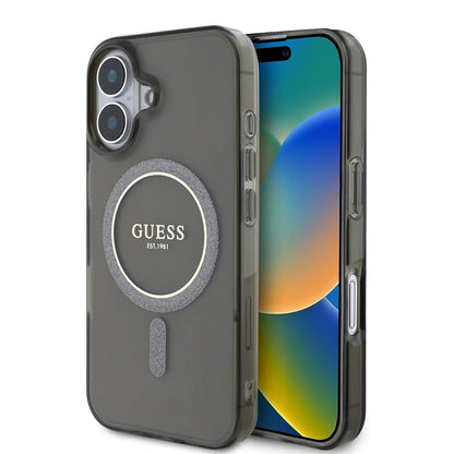 Θήκη MagSafe για Apple iPhone 16 Plus, Guess, IML Glitter Circle, Μαύρη