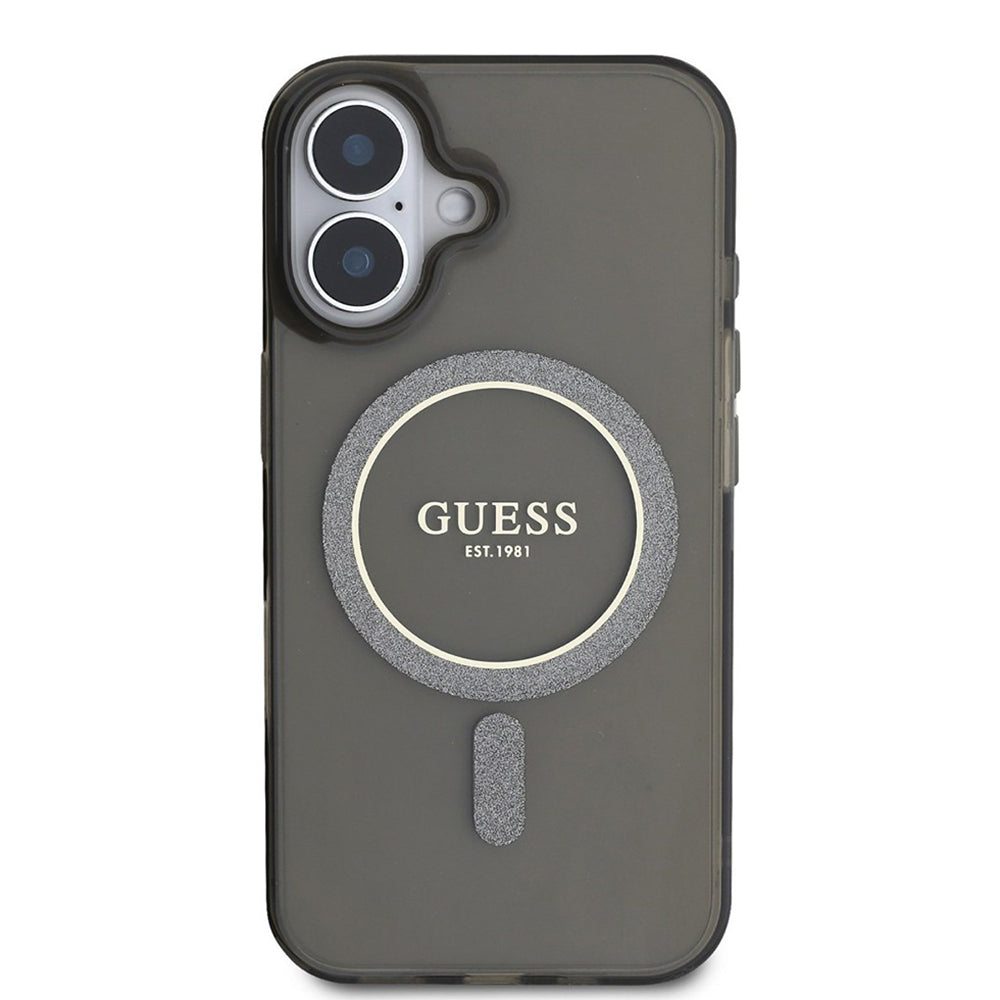 Θήκη MagSafe για Apple iPhone 16 Plus, Guess, IML Glitter Circle, Μαύρη