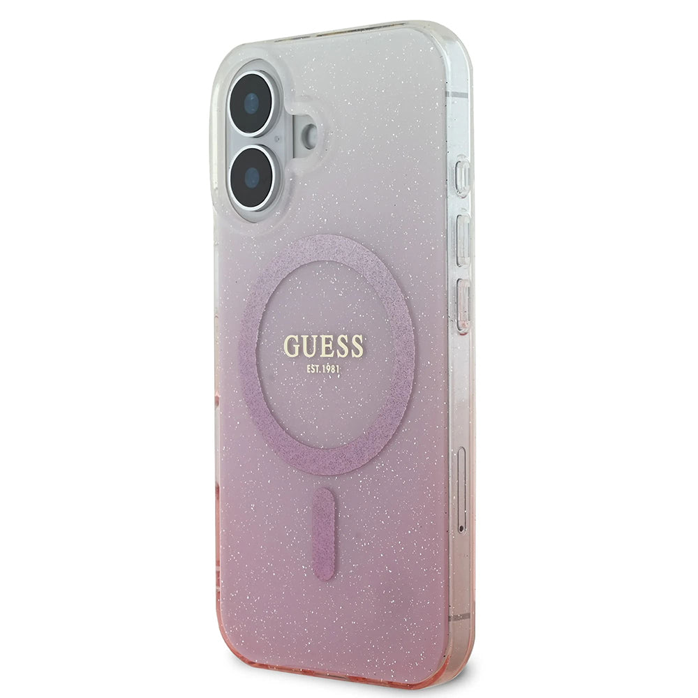 Θήκη MagSafe για Apple iPhone 16 Plus, Guess, IML Glitter Gradient, Ροζ