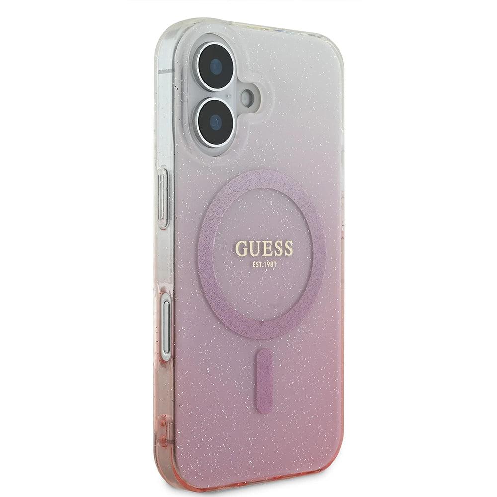 Θήκη MagSafe για Apple iPhone 16 Plus, Guess, IML Glitter Gradient, Ροζ