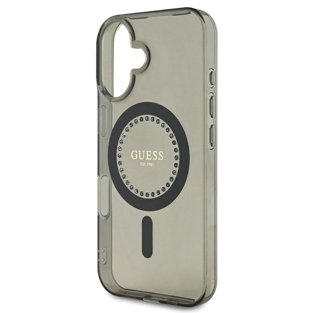 Θήκη MagSafe για Apple iPhone 16 Plus, Guess, IML Rhinestone, Μαύρη
