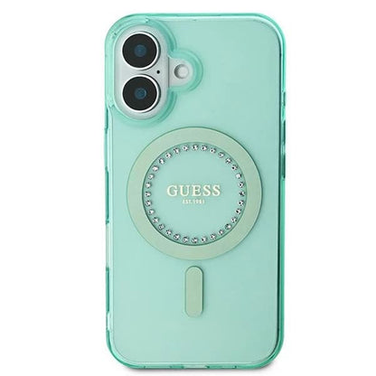 Θήκη MagSafe για Apple iPhone 16 Plus, Guess, IML Rhinestone, Πράσινη