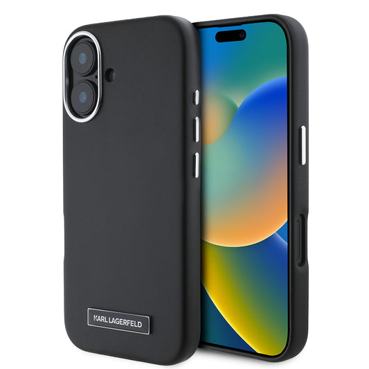 Θήκη MagSafe για Apple iPhone 16 Plus, Karl Lagerfeld, FW Metal Plate, Μαύρη